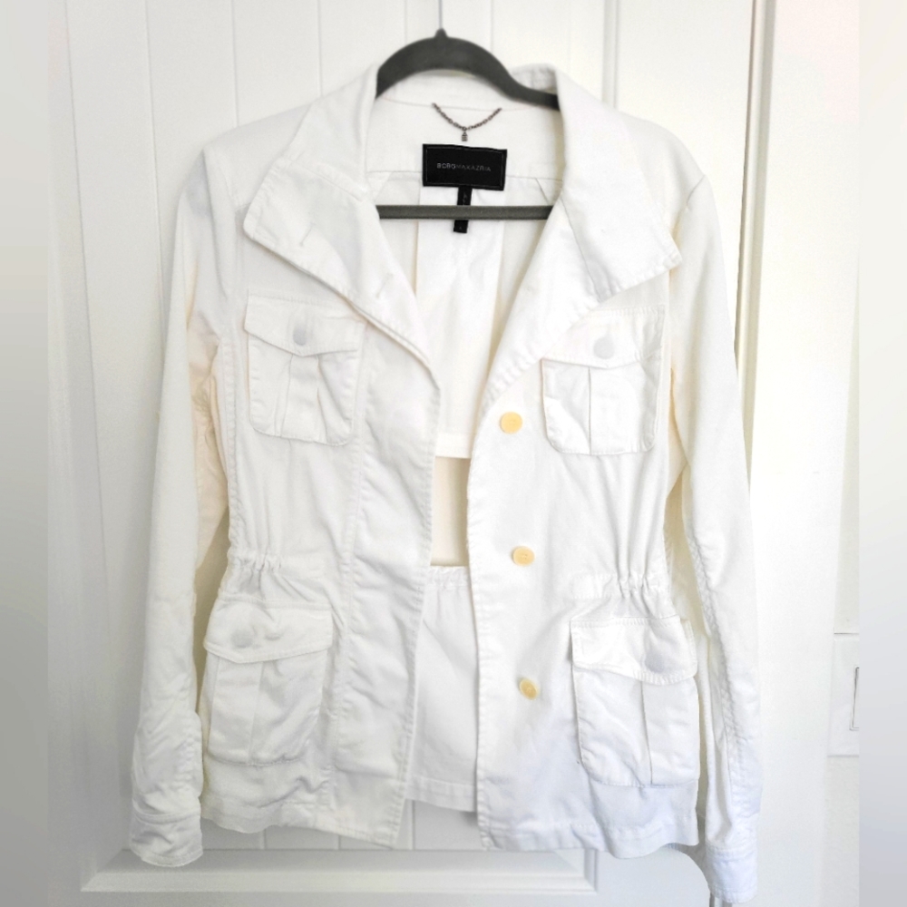 BCBGMaxazria Twill Jacket with open back